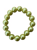 Plastik armbånd - med perler, Karmen - olivengrøn perlemor